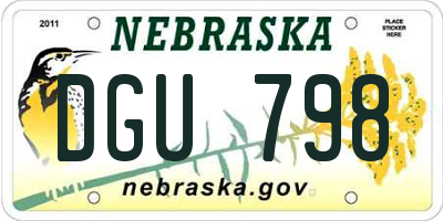 NE license plate DGU798