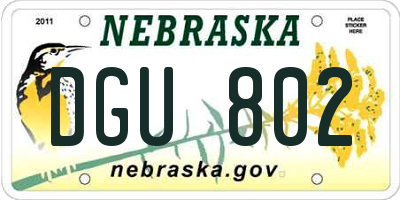NE license plate DGU802