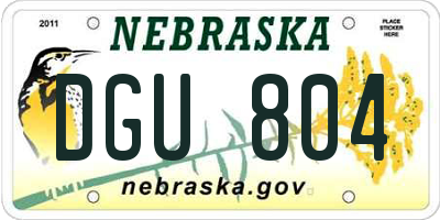 NE license plate DGU804