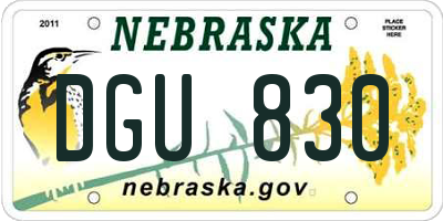 NE license plate DGU830