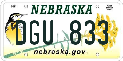 NE license plate DGU833
