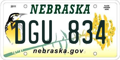 NE license plate DGU834