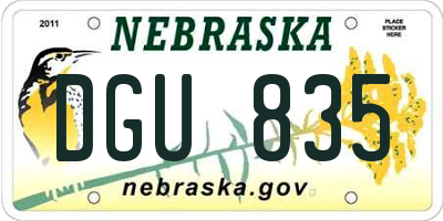 NE license plate DGU835