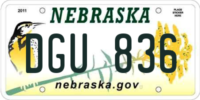 NE license plate DGU836