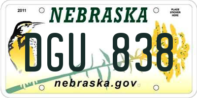 NE license plate DGU838
