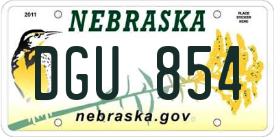 NE license plate DGU854