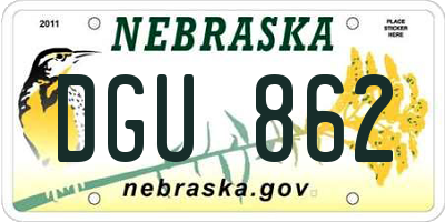 NE license plate DGU862