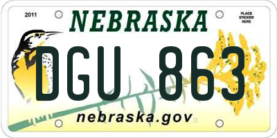 NE license plate DGU863