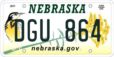 NE license plate DGU864