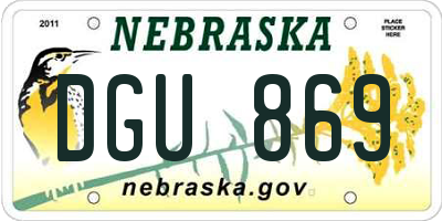 NE license plate DGU869