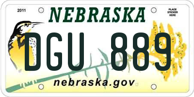 NE license plate DGU889