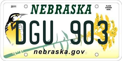 NE license plate DGU903