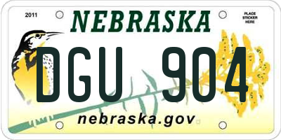 NE license plate DGU904