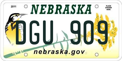 NE license plate DGU909