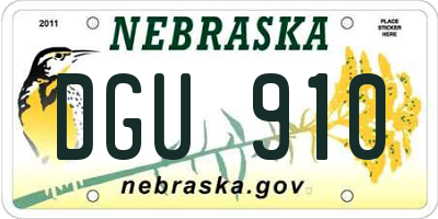 NE license plate DGU910