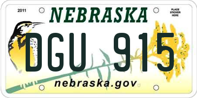 NE license plate DGU915