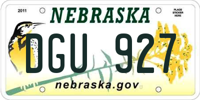 NE license plate DGU927