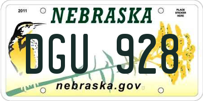 NE license plate DGU928