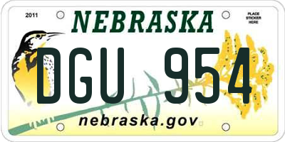 NE license plate DGU954