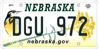 NE license plate DGU972