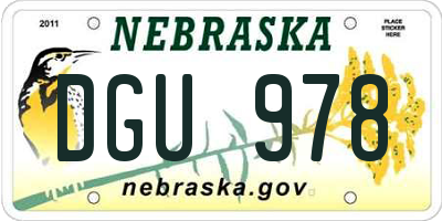 NE license plate DGU978