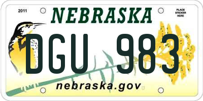 NE license plate DGU983
