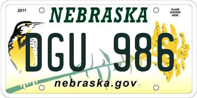 NE license plate DGU986