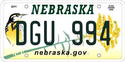 NE license plate DGU994