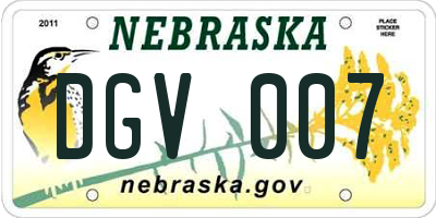 NE license plate DGV007