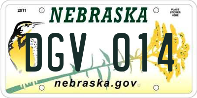 NE license plate DGV014