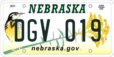 NE license plate DGV019
