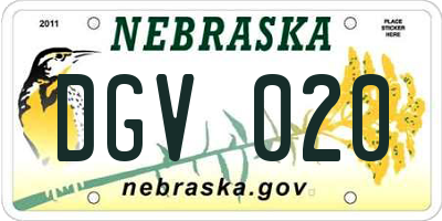 NE license plate DGV020