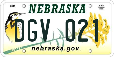 NE license plate DGV021