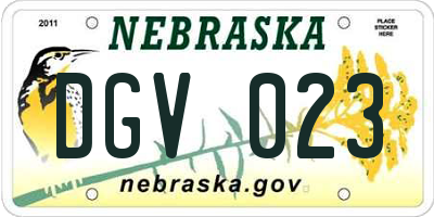 NE license plate DGV023