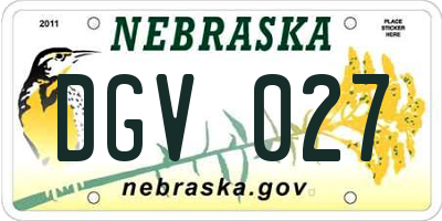 NE license plate DGV027