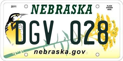 NE license plate DGV028