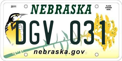 NE license plate DGV031