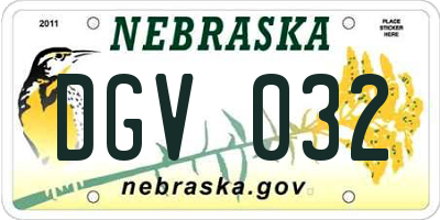 NE license plate DGV032