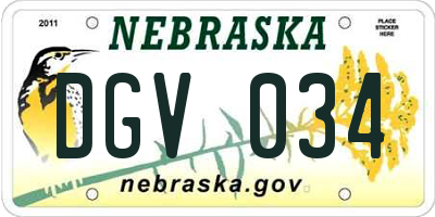 NE license plate DGV034