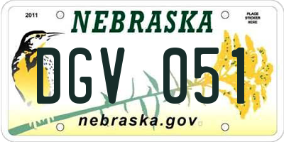 NE license plate DGV051