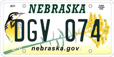 NE license plate DGV074