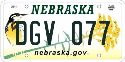 NE license plate DGV077