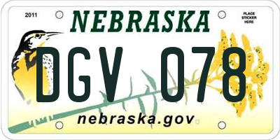 NE license plate DGV078
