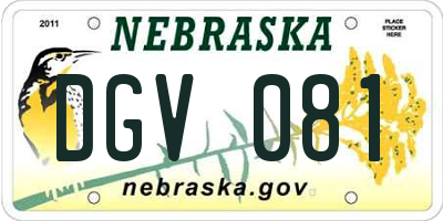NE license plate DGV081
