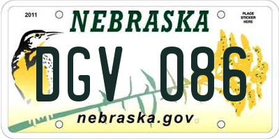 NE license plate DGV086
