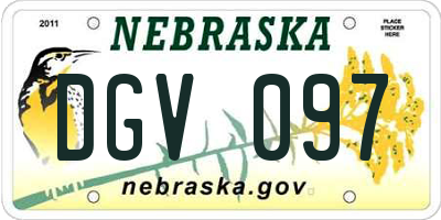 NE license plate DGV097