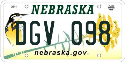 NE license plate DGV098