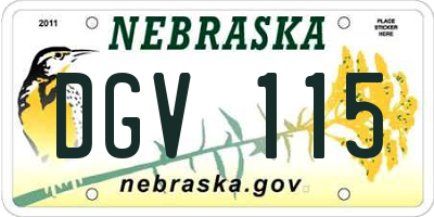 NE license plate DGV115