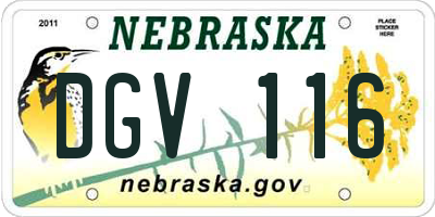 NE license plate DGV116
