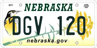 NE license plate DGV120